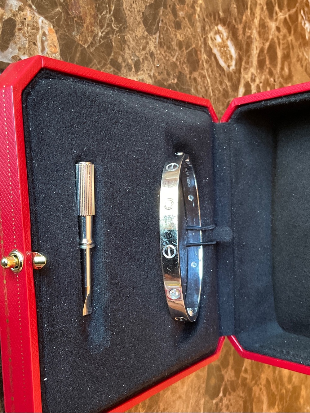 Cartier Silver-Tone Iconic Screw Motif Bangle with Tool